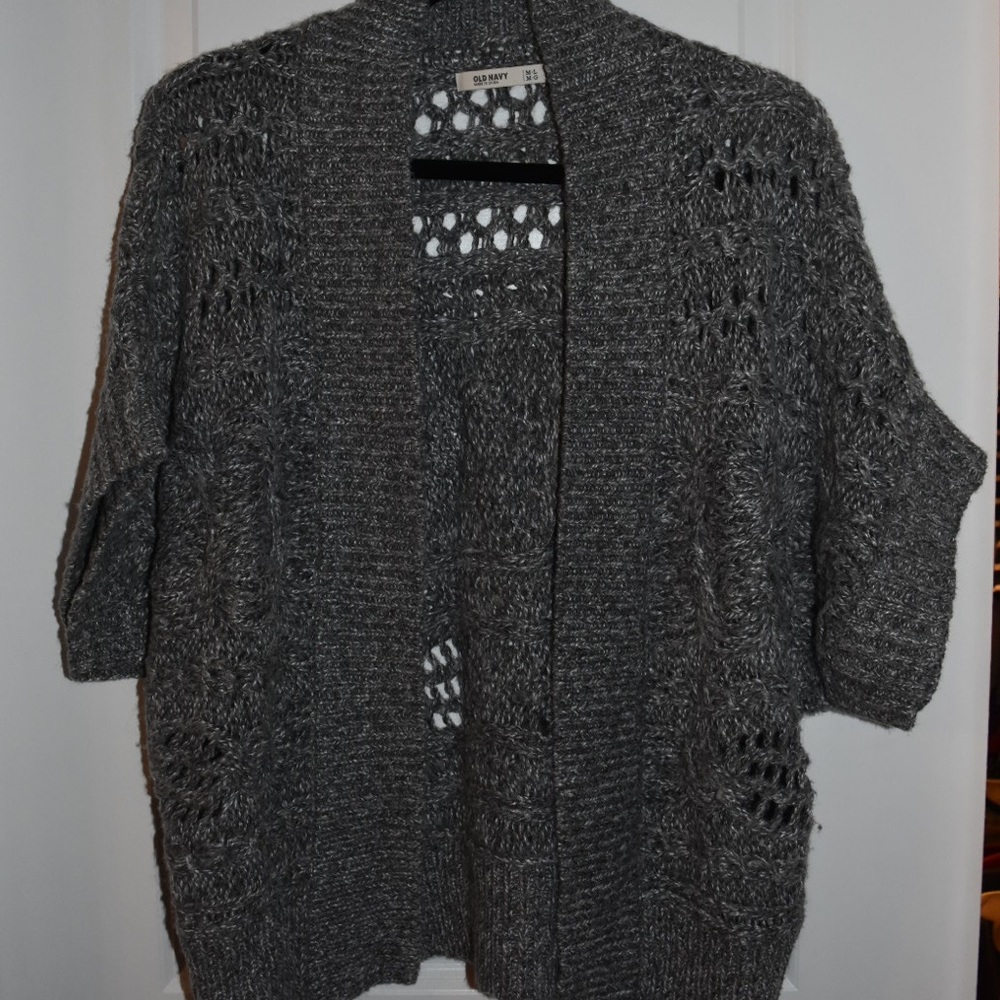 Old Navy M gray open front short sleeve sweater